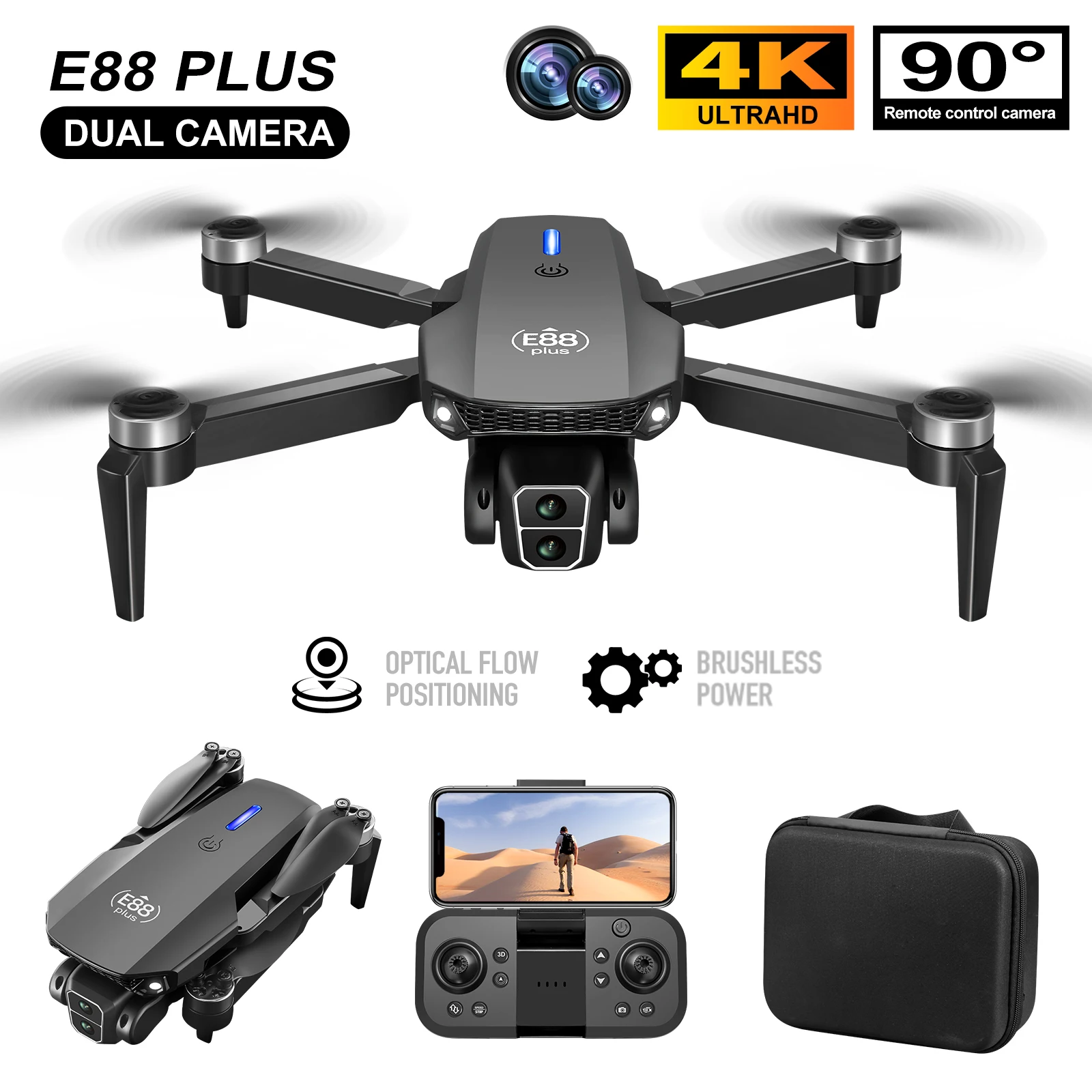 Rc Helicopter Case - Nouveau drone quadrirotor E88 Plus :