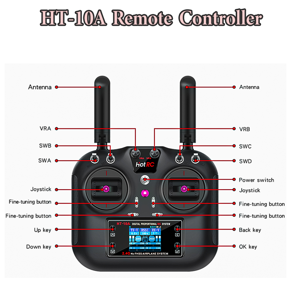 Émetteur Hotrc HT-10A 2.4G 10C - Rc Helicopter Battery avis et prix